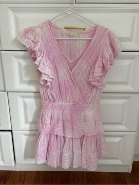 mulberry bridesmaid dresses Sabeline Sequin Winding Bow Mini Dress for Women in Star Dust Rose, Size: 0, by LoveShackFancy main image 0